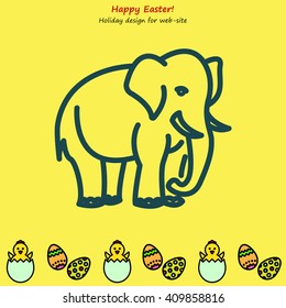Web line icon. Elephant; wild animals