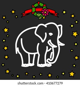 Web line icon. Elephant; wild animals