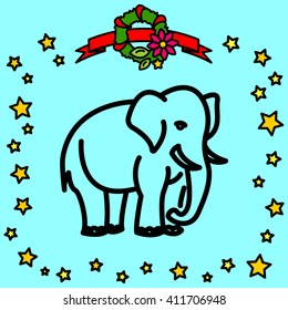 Web line icon. Elephant; wild animals