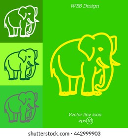 Web line icon. Elephant; wild animals