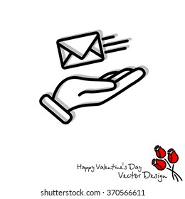 Web line icon. E-mail (letter) in hand