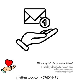 Web line icon. E-mail (letter) in hand