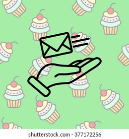 Web line icon. E-mail (letter) in hand