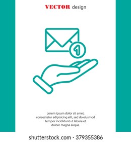 Web line icon. E-mail (letter) in hand