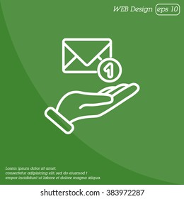 Web line icon. E-mail (letter) in hand