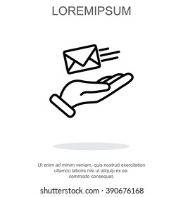 Web line icon. E-mail (letter) in hand