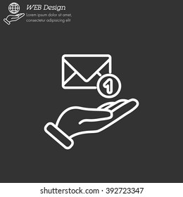 Web line icon. E-mail (letter) in hand