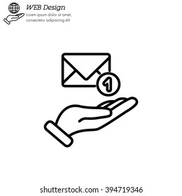 Web line icon. E-mail (letter) in hand