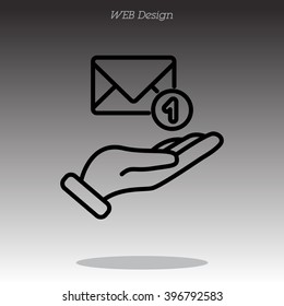 Web line icon. E-mail (letter) in hand