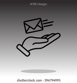 Web line icon. E-mail (letter) in hand