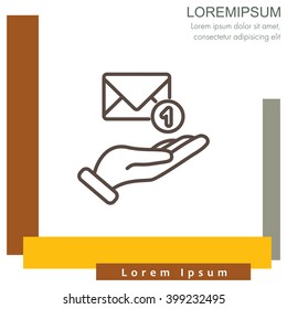 Web line icon. E-mail (letter) in hand