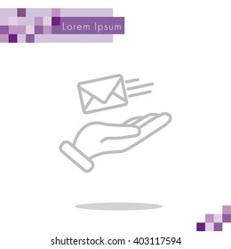 Web line icon. E-mail (letter) in hand