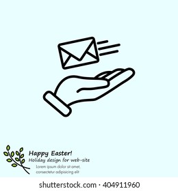 Web line icon. E-mail (letter) in hand