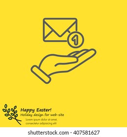 Web line icon. E-mail (letter) in hand