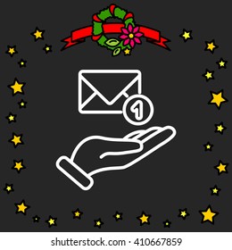 Web line icon. E-mail (letter) in hand