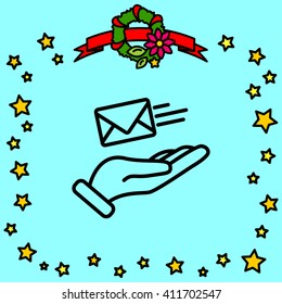 Web line icon. E-mail (letter) in hand