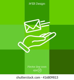 Web line icon. E-mail (letter) in hand