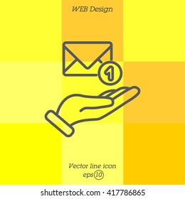 Web line icon. E-mail (letter) in hand