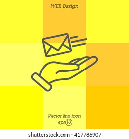Web line icon. E-mail (letter) in hand