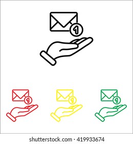 Web line icon. E-mail (letter) in hand