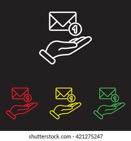 Web line icon. E-mail (letter) in hand
