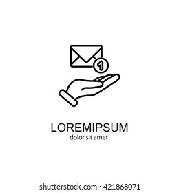 Web line icon. E-mail (letter) in hand
