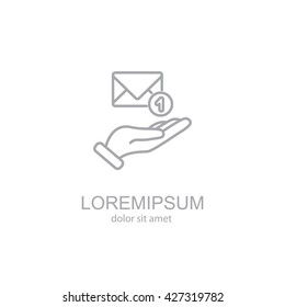 Web line icon. E-mail (letter) in hand