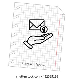 Web line icon. E-mail (letter) in hand