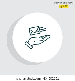 Web line icon. E-mail (letter) in hand