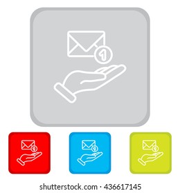 Web line icon. E-mail (letter) in hand