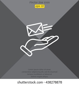 Web line icon. E-mail (letter) in hand