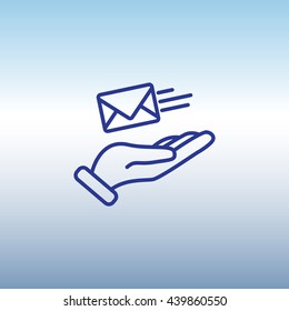 Web line icon. E-mail (letter) in hand