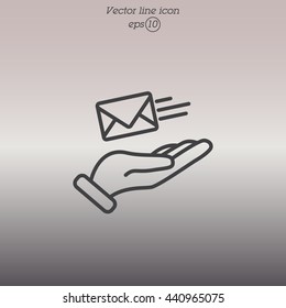 Web line icon. E-mail (letter) in hand