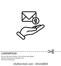 Web line icon. E-mail (letter) in hand