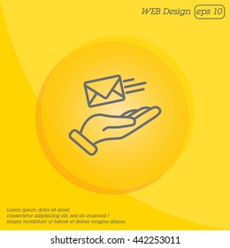 Web line icon. E-mail (letter) in hand