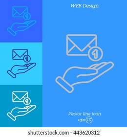 Web line icon. E-mail (letter) in hand