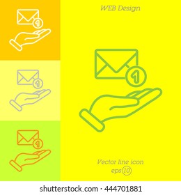 Web line icon. E-mail (letter) in hand