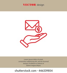 Web line icon. E-mail (letter) in hand