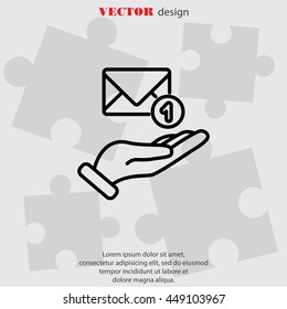 Web line icon. E-mail (letter) in hand