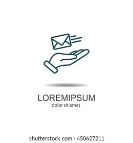 Web line icon. E-mail (letter) in hand