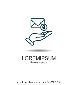 Web line icon. E-mail (letter) in hand