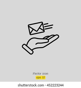 Web line icon. E-mail (letter) in hand