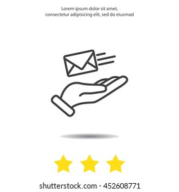 Web line icon. E-mail (letter) in hand