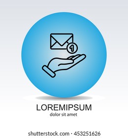 Web line icon. E-mail (letter) in hand