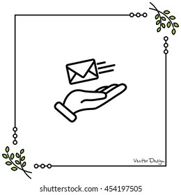Web line icon. E-mail (letter) in hand