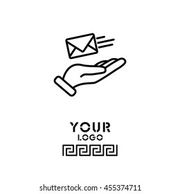 Web line icon. E-mail (letter) in hand