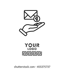 Web line icon. E-mail (letter) in hand