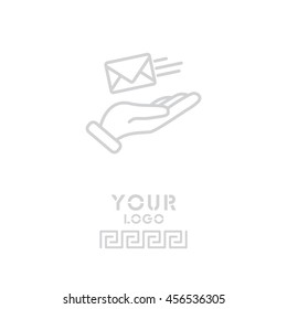 Web line icon. E-mail (letter) in hand