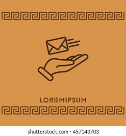 Web line icon. E-mail (letter) in hand