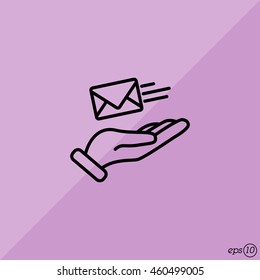 Web line icon. E-mail (letter) in hand